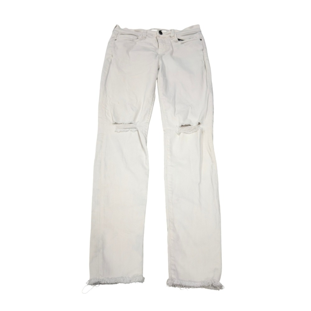 SP Black Skinny Jeans Womens 27 White Good Distressed Raw Hem P9542BS